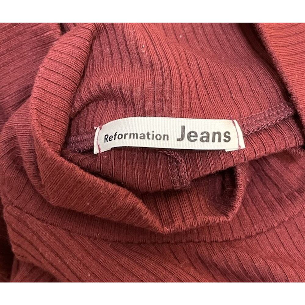 Reformation Jeans Julie Ribbed Wrap Mini Dress Size M Merlot Red Long Sleeve - Picture 6 of 7